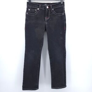 True Religion Boys Jeans Ricky Relaxed Straight Size 8 Black Contrast Stitch